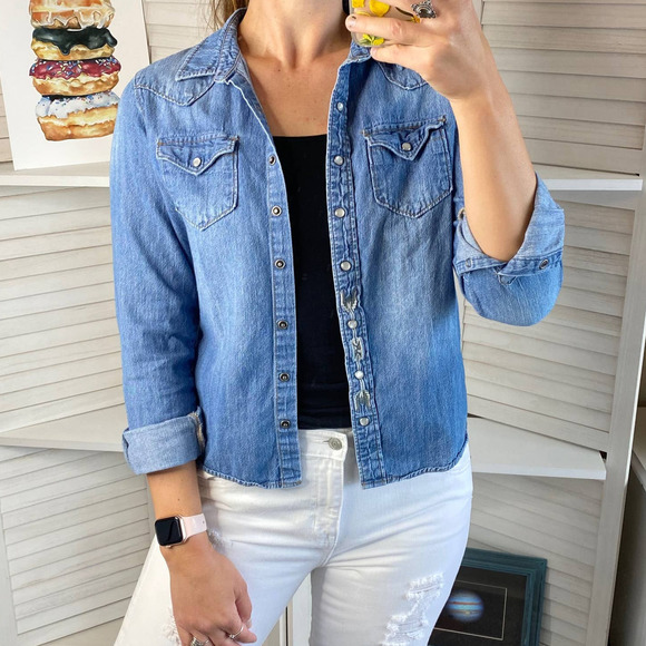 Vanilla Star Tops - Vanilla Star aztec jean shirt jacket